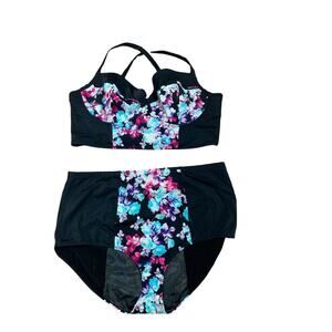 Torrid Black Floral Bikini